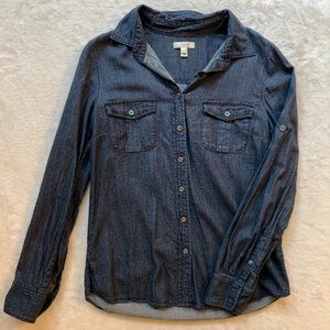 J Crew Dark Wash Denim Button Up Size 4